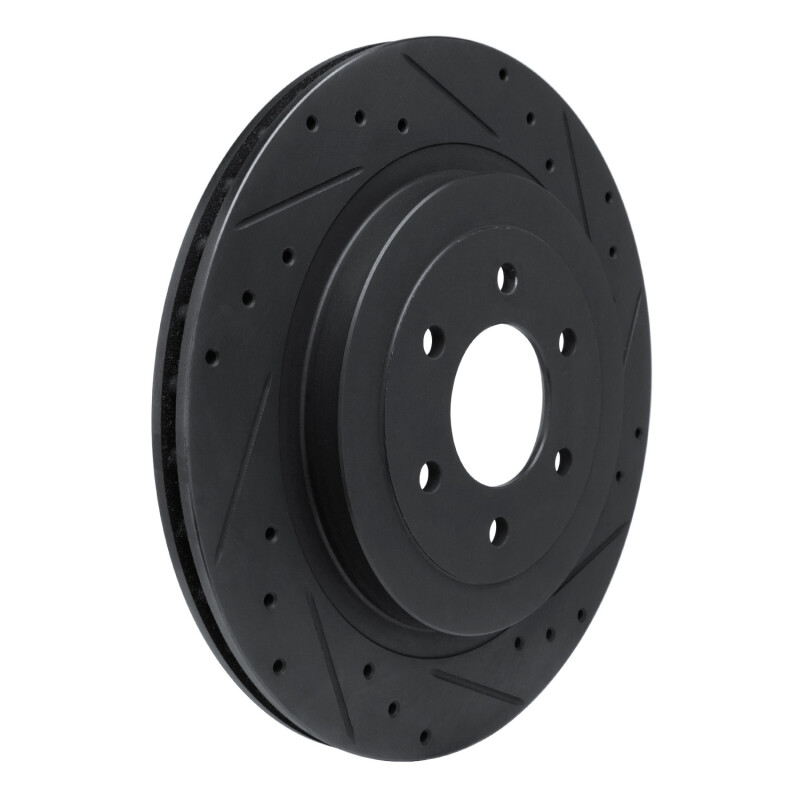 Dodge Viper Brake Rotor (1) - Rear Right - R1 Concepts - Drilled & Slotted - Black - `92-`02